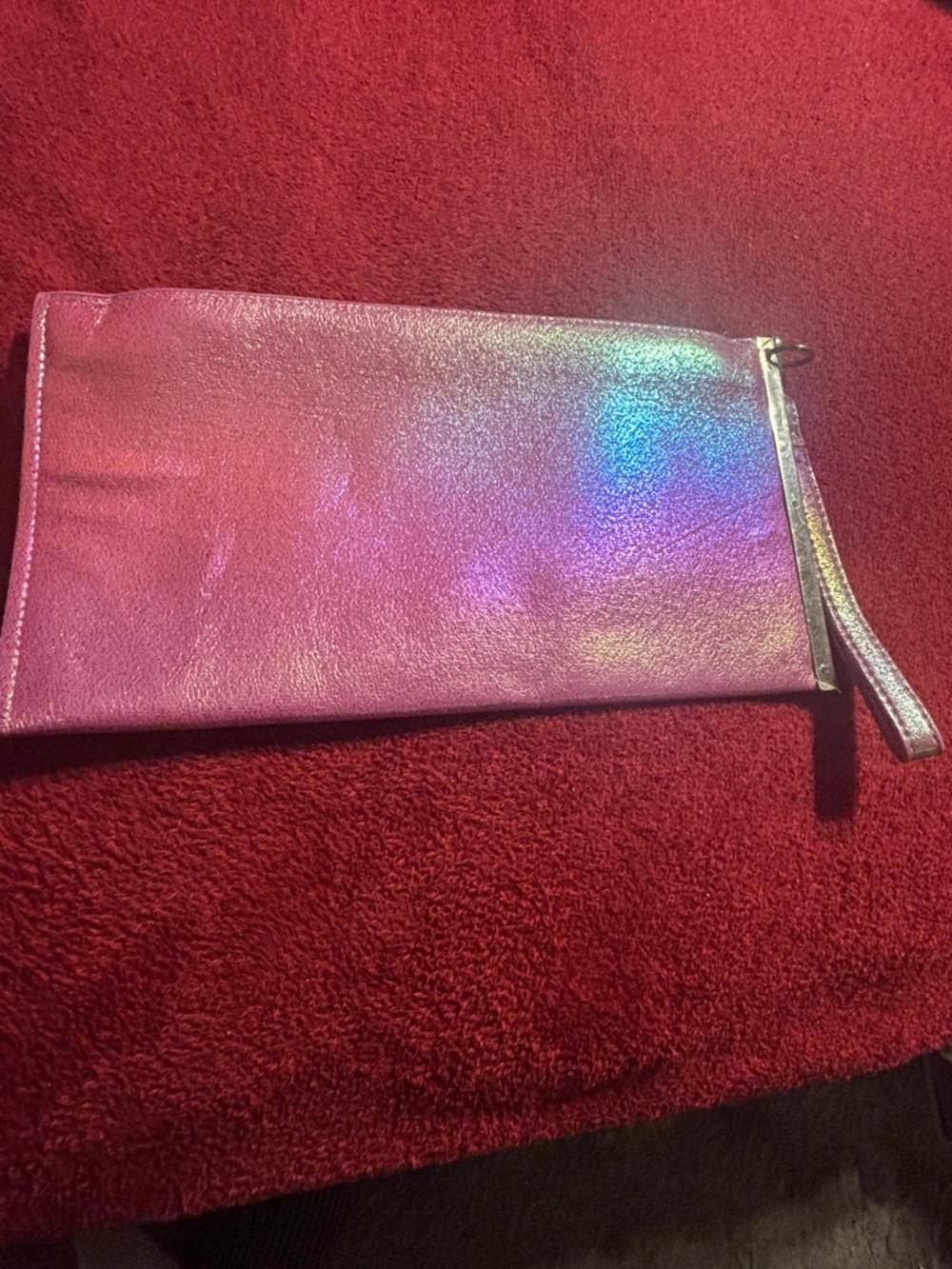 Iridescent Sparkly Pink Wristlet Clutch.